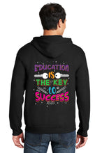 Load image into Gallery viewer, JA Unisex Black Full-Zip Hoodie Education is the Key to Success