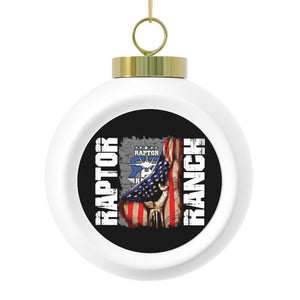 Raptor Ranch Flag Christmas Ball Ornament